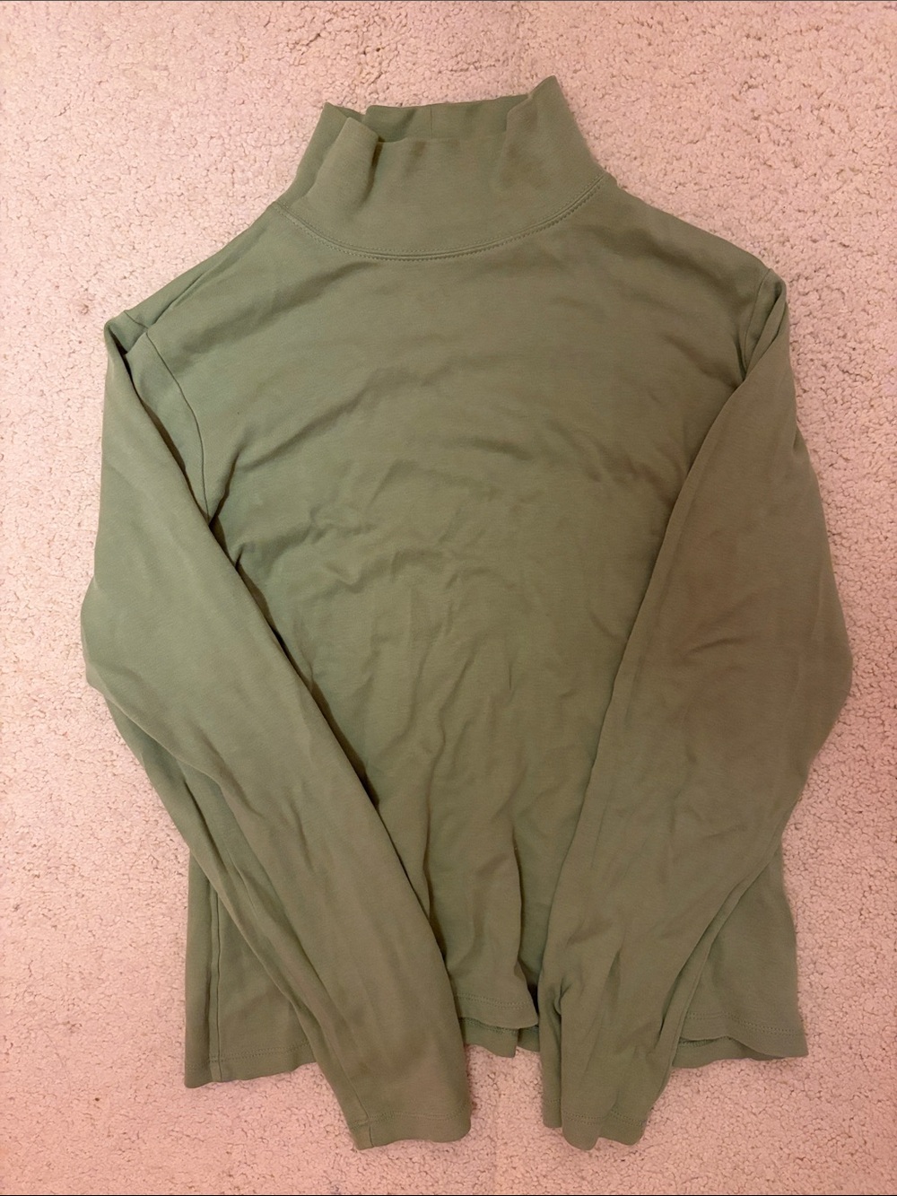 Vintage Skyr Light Olive Green Turtleneck Long Sleeve Top